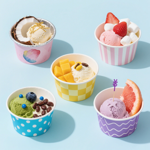 Gobelet en Carton de Glace <span class=keywords><strong>Jetable</strong></span> de Haute Qualité, Grandes et Petites Tailles, pour Boissons et Desserts, avec Logo Personnalisé et Couvercles - Product Image 3