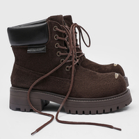 Nouvelles bottes mi-mollet tendance à semelle épaisse Hambo avec logo personnalisé, style britannique, pour le travail et les trajets quotidiens en automne