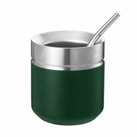 Nouvelle tasse à thé argentin de 8 oz à double paroi isolée en acier inoxydable avec paille bombilla