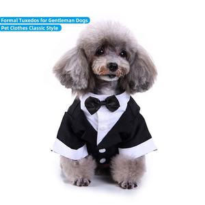 Camisa elegante clásica, traje con pajarita, ropa Formal, esmoquin para caballero, perros, ropa para mascotas para boda - Product Image 1