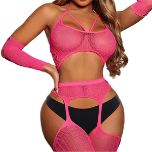 Wholesale Nylon Black Teddy Babydoll Ladies Net Clothing Women Sexy Lingerie Feminina Sleepwear