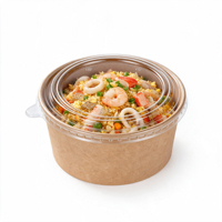 Bol en papier kraft personnalisé avec logo, bol en papier jetable, bol à salade en papier robuste et biodégradable, anti-fuite, 1100 ml, fourni par l'usine
