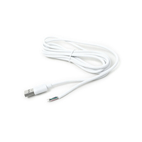 Cable USB 2.0 de grado médico, blanco, TPE, de 2 m, con conector macho a cable estañado abierto, OD3.5, 4 núcleos, blindado, para alimentación USB, corriente de 1A
