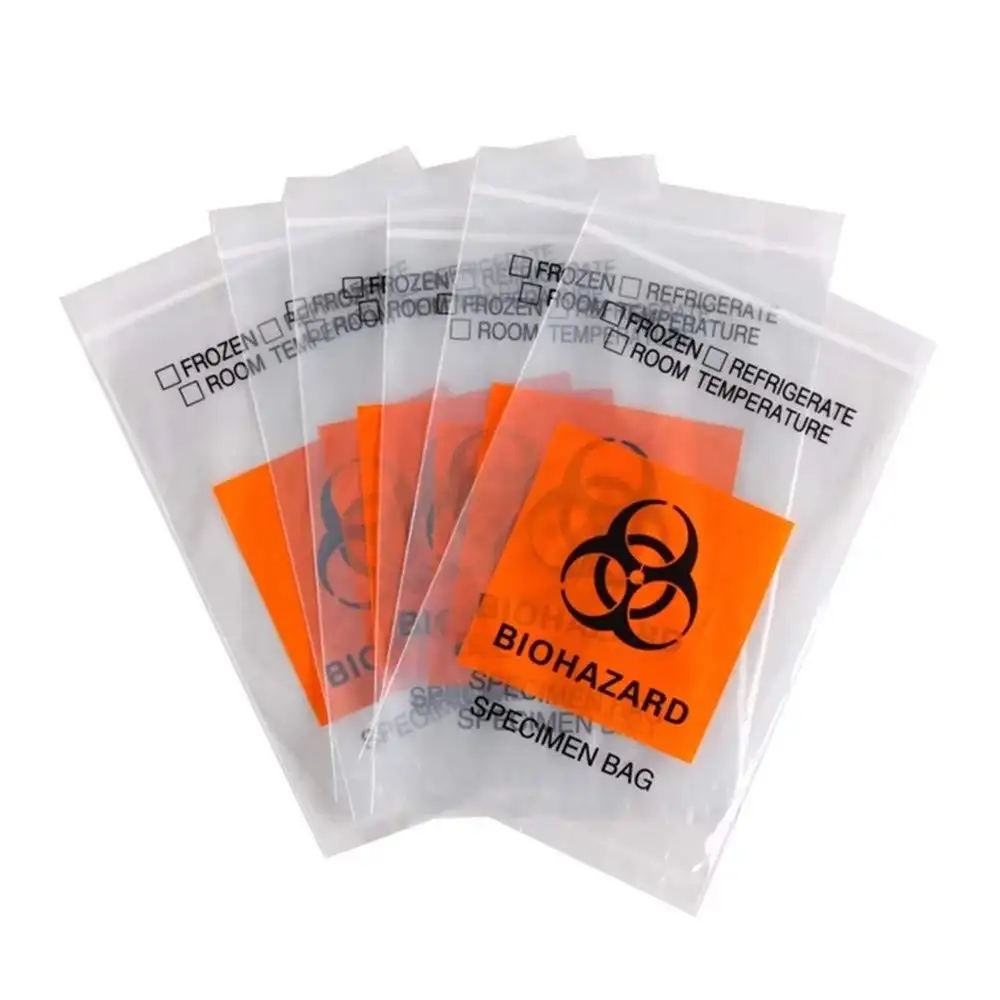 अलगाव Ziplock परिवहन लैब Biohazard नमूना भंडारण और नमूना के साथ छोटे बैग लेबल मुद्रित
