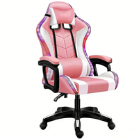 Chaise de jeu inclinable avec éclairage LED RVB, chaise de bureau pivotante en cuir, chaise de jeu de course avec haut-parleurs, vente en gros