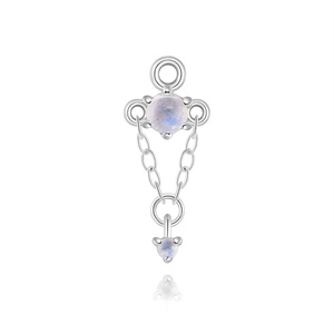Pendientes de Plata S925 con Baño de Rodio y Cristal de Piedra Lunar Natural, Diseño Moderno para Mujer - Product Image 4