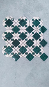 Azulejo de mosaico de mármol verde Jade antideslizante para decoración de paredes y suelos de baño y cocina mosaicos de arte mármol verde - Product Image 4