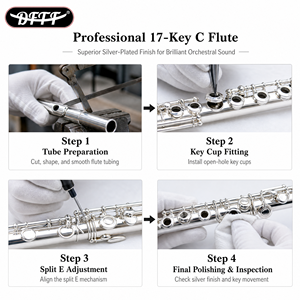Flûte en Do à 17 clés, à trous ouverts, avec système B Foot Split E Offset G, en cupronickel plaqué argent, pour joueur professionnel et enregistrement en studio - Product Image 4