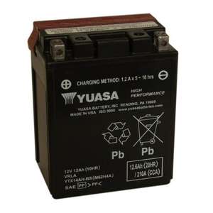 Batterie de moto Yuasa YTX14AH-BS 12V 12Ah haute performance VRLA - Product Image 1