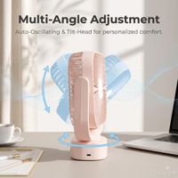 Ventilateur oscillant rechargeable de 6 pouces avec lumière de nuit LED intégrée, double batterie Type-C de 1200 mAh, lampe de refroidissement portable pour le camping