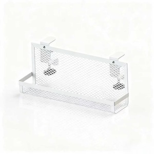 Under-Desk Storage Rack Rectangle <b>White</b> 37.9x12.8x13cm <b>Hook</b> Type Durable Office Organizer Cable Management Basket - Product Image 1