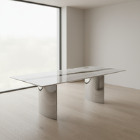 Nouvelles pieds de table à manger modernes de luxe en acier inoxydable poli avec support en granit et marbre pour meubles de maison