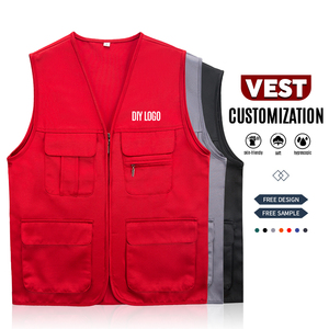 <span class=keywords><strong>Gilet</strong></span> de Travail Personnalisé en Coton <span class=keywords><strong>sans</strong></span> Manches Multipoches pour la Pêche, avec Logo sur Mesure, pour Hommes - Product Image 4