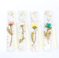 Marque-page transparente avec fleurs séchées, 1 pièce, en résine, pour la lecture, journal personnel, porte-livre, cadeau, promotion