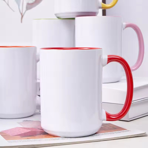 Tazas de Porcelana de 15 oz, para Sublimación, con Revestimiento Exterior Blanco, Interior de Color, Tazas de Cerámica Personalizadas con Asa de Color - Product Image 5
