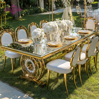 Nouvelle conception pour la vente en gros, table de salle à manger pour 10 personnes, mobilier d'hôtel, table dorée pour les mariages, mobilier de location