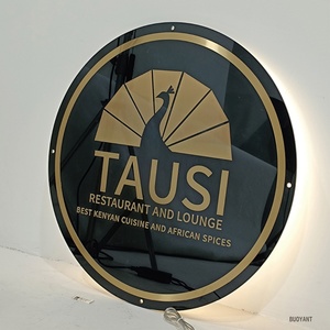 Custom Business Sign Round Acrylic Salon Wall Decor Signage <b>LED</b> Acrylic Business Logo Sign Board - Product Image 2