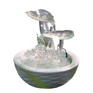 Fontaine de bureau en verre en forme de feuille de lotus, soufflée à la main, de forme irrégulière, avec rétroéclairage, pour la décoration de la maison et du bureau - Product Image 5