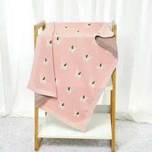 Cute Animal Printing Newborn Baby Knit Receiving Warm Blanket Size 70*90cm Cotton Infant Bed Towel