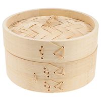 Cuiseur à riz 8 pouces en bambou naturel, panier vapeur rond drainable en bois hexagonal, matériau sain, grande capacité, pour couscous