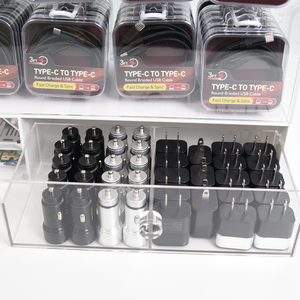 Acrylic điện thoại di động phụ kiện hiển thị giá truy cập đứng với an ninh khóa dẫn ánh sáng loại c cáp nhà sạc - Product Image 6