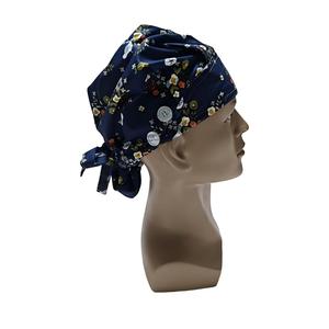 Chapeau de travail unisexe en satin doublé, casquette chirurgicale pour infirmières avec boutons, bandeau anti-transpiration, lien élastique à nouer, poche pour queue de cheval - Product Image 3