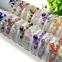 Bracelet ajustable en pierres précieuses naturelles, entièrement enroulé à la main, double boucle, quartz rose, lapis-lazuli, pierre de lune
