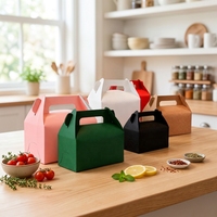 Conteneurs d'emballage alimentaire écologiques Boulangerie Traiteur Restaurant Boîtes à emporter en papier portables colorées avec poignée