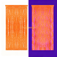 Rideau de gouttes de pluie ondulées orange fluorescent à lames courbées, rideau à franges, toile de fond décorative pour fête, rideau de porte
