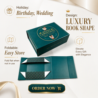 Scatola Regalo Personalizzata Pieghevole Magnetica in Cartone Rigido Riciclabile a Forma di Libro con Stampa a Caldo Oro, Portatile per Confezioni Regalo di Natale e Prodotti Skincare