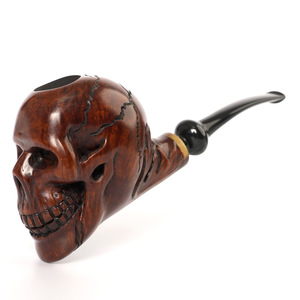 MUXIANG Wood Smoking Pipe Skull Carved Freestyle Design 3mm Filter Tobacco Pipe Men's Accessory - Product Image 5