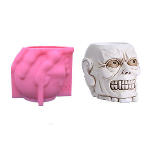 Moule en silicone DIY pour pot à cendres en forme de tête de vampire hideuse avec des dents qui fuient des grains délicats en 3D, des yeux glacés, facile à utiliser - Product Image 6