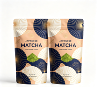 Sacs en aluminium imprimés sur mesure UV Craft, couleur et taille personnalisées, avec fermeture éclair et ligne de déchirement, sachets recyclables à fond plat pour le matcha