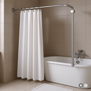 Barra de Cortina Universal de Aluminio Cromado de 60 cm para Cortinas de Ducha - Product Image 3