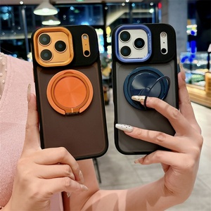 Ring <b>CD</b> Matte Rotating Stand Magnetic Pc Phone Case for iPhone 17 Air 16 15 14 Pro Max Bumper <b>Holder</b> Frosted Bracket Back Cover - Product Image 4