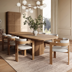 Juego de <span class=keywords><strong>Mesa</strong></span> <span class=keywords><strong>y</strong></span> <span class=keywords><strong>Sillas</strong></span> de Comedor de Roble Macizo Moderno <span class=keywords><strong>y</strong></span> de Lujo FERLY para 8 Personas, Muebles Personalizados para el Hogar, Hotel, Villa o Restaurante - Product Image 1