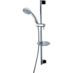 Juego de ducha completo Slide Duetto Chrome con riel ajustable y bandeja para jabón para baños modernos - Product Image 1