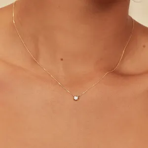 EN64 RINNTIN 18 pouces chaîne D couleur VVS diamants Moissanite de clarté 18K or jaune massif collier pendentif pour femmes