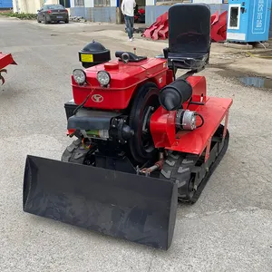 Rubber Tracked Mini Tiller Plowing Machines Small Farm Tractor Garden Farm Cultivator with Plough