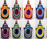 Robe longue kaftan africaine tie-dye faite à la main, coupe droite modeste, longueur ras du sol, grande taille, pour femme