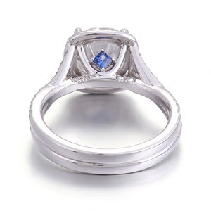 Anneaux de fiançailles et de mariage en or blanc massif 18K 14K 10K avec diamant moissanite rond D VVS, bijoux fins faits à la main, sur mesure - Product Image 2