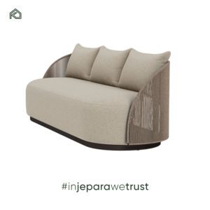 Banu <b>Sofa</b> Teak <b>Wood</b> <b>Frame</b> Combined Upholstery Synthetic Rattan Creates Durable Modern Comfort Outdoor Living Room Furniture - Product Image 3