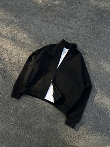 Veste polaire zippée noire pour homme à col montant, manches longues, coupe droite, décontractée, tricotée unie - Product Image 1