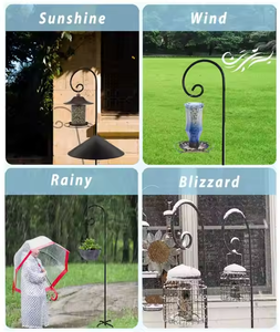 Jardin extérieur 60 pouces mangeoire à oiseaux crochet de berger noir pour accrocher des lumières solaires Pot de fleur décoration crochets de berger - Product Image 4