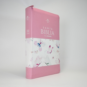 Impresión de Biblia Personalizada con Cubierta de Cuero Rosa, Santa Biblia Cristiana RVR60, Biblia para Diario con Cierre - Product Image 3