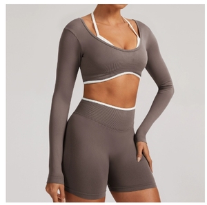 Ropa interior deportiva sin costuras de secado rápido transpirable Europea americana para mujer traje de <span class=keywords><strong>Fitness</strong></span> brocado melocotón cadera pantalones de Yoga elásticos - Product Image 5