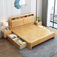 Lit de rangement en bois massif nordique, lit de rangement moderne en bois massif, design minimaliste pour petits appartements, lit Queen/King Size
