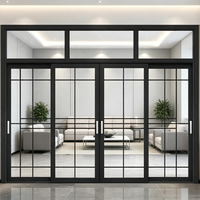 Porte coulissante sur mesure en alliage d'aluminium à cadre fin avec verre trempé cannelé pour balcon, cuisine, salon, villa
