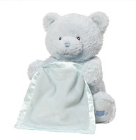 Ours en peluche électrique Peekaboo personnalisé en usine, couverture douce en satin, ours interactif parlant, animal en peluche apaisant pour bébé