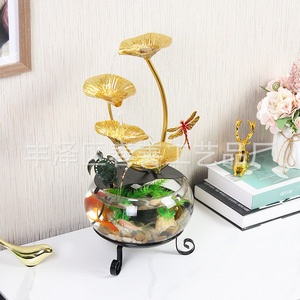 Pecera Redonda de Vidrio con Circulación Automática de Agua, Adorno con Diseño de Loto, Decoración para el Hogar, Regalo - Product Image 3